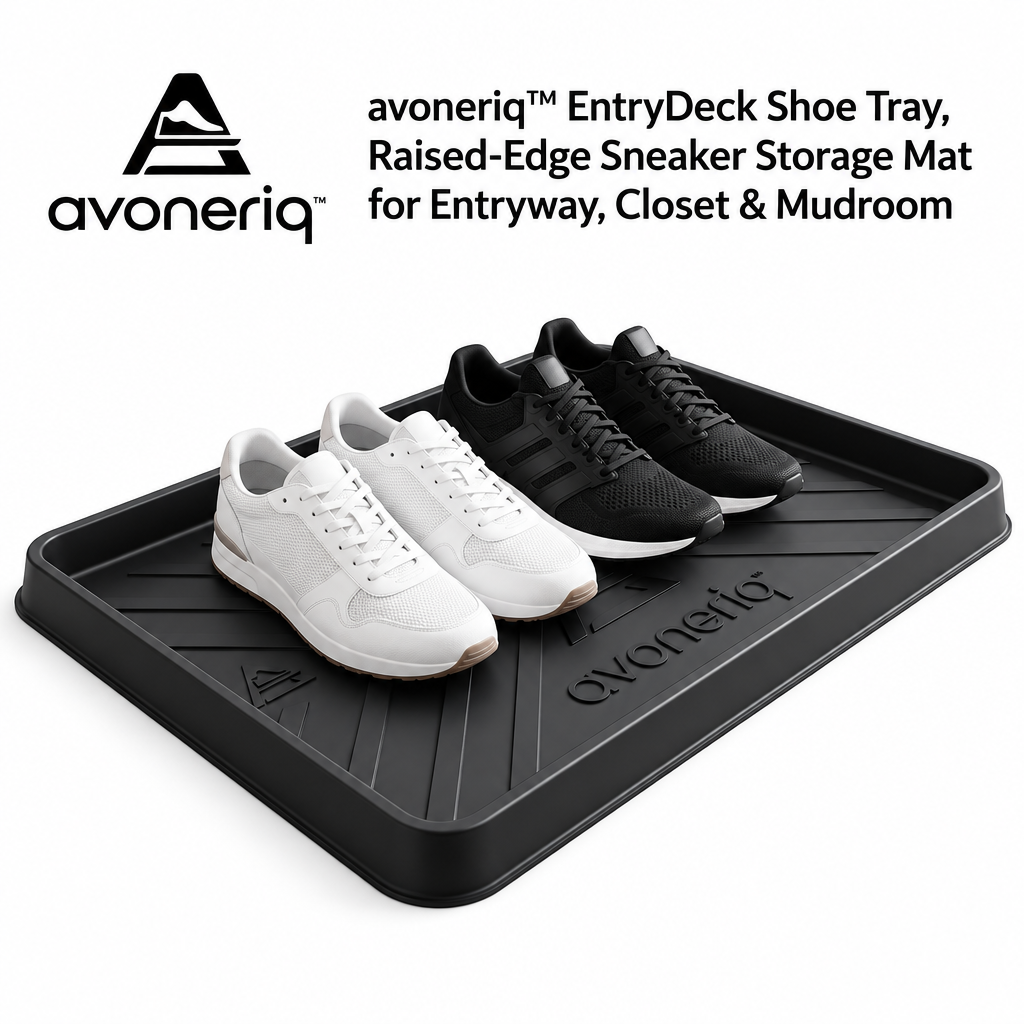 avoneriq™ EntryDeck Shoe Tray, Raised-Edge Sneaker Storage Mat for Entryway, Closet & Mudroom
