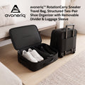 avoneriq™ RotationCarry Sneaker Travel Bag, Structured Two-Pair Shoe Organizer with Removable Divider & Luggage Sleeve