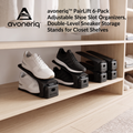 avoneriq™ PairLift 6-Pack Adjustable Shoe Slot Organizers, Double-Level Sneaker Storage Stands for Closet Shelves