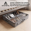 avoneriq™ UnderSlide 8-Pair Underbed Shoe Organizer, Zippered Sneaker Storage Bag with Clear Top & Adjustable Dividers
