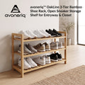 avoneriq™ OakLine 3-Tier Bamboo Shoe Rack, Open Sneaker Storage Shelf for Entryway & Closet