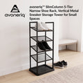 avoneriq™ SlimColumn 5-Tier Narrow Shoe Rack, Vertical Metal Sneaker Storage Tower for Small Spaces