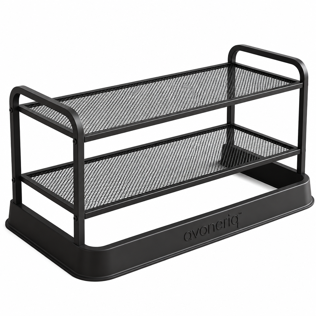 avoneriq™ FrameRack 3-Tier Metal Shoe Rack, Open Mesh Sneaker Organizer for Entryway, Closet & Bedroom